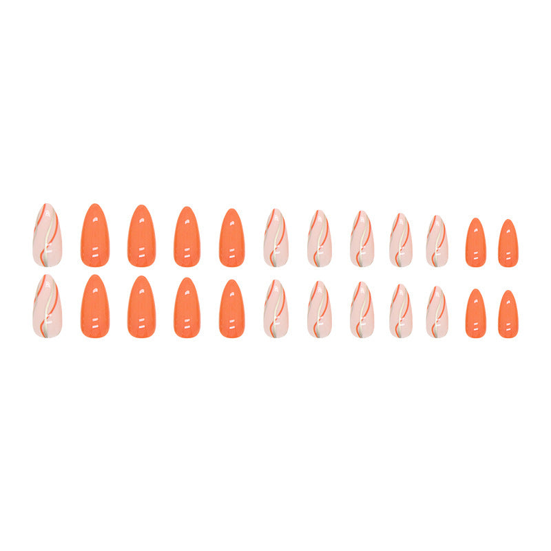Wholesale Solid Color Orange Gold Line Ripple Nail Stickers